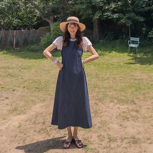 [Front and back wear] [Perfect body cover] [LABEL] Rohint Hoody Cool two-way Summer denim one-piece [size: F (55~66)]