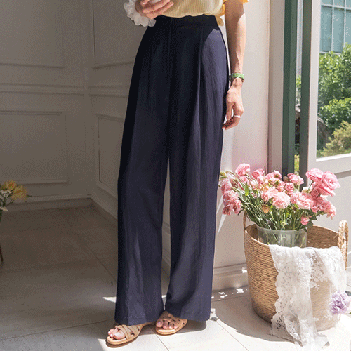 [Hoodle~ BlueSlacks][No need to worry about wrinkles!] Clotz Wide Non-Fade Blue Slacks [size:S,M,L]