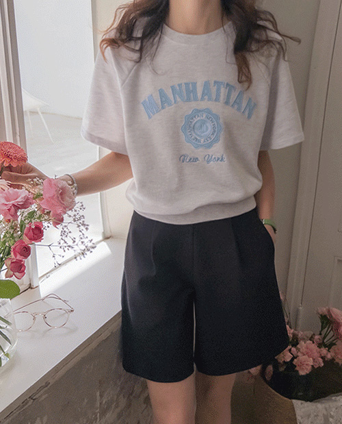 [LABEL] Bayven Manhattan Embroidery Summer Man to man Tee [size:F(55~66)]