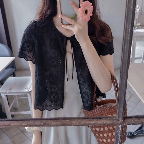[New product special price 7,000 won discount] <FONT color=#5a3954>MADE LIN</font> Javert embroidery Race Cardigan [size: F (55~66)]