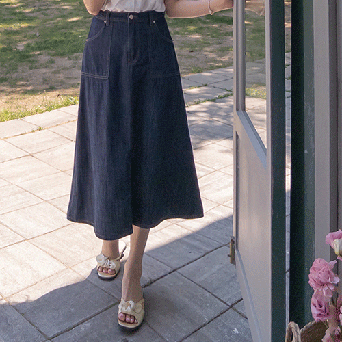 [LABEL] Jamie Aline Hoodie Denim Long Skirt [size:S,M]