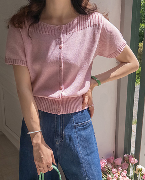 Lazy Boat Neck Vertical Knit Summer Knit Cardigan [size:F(55~66)]