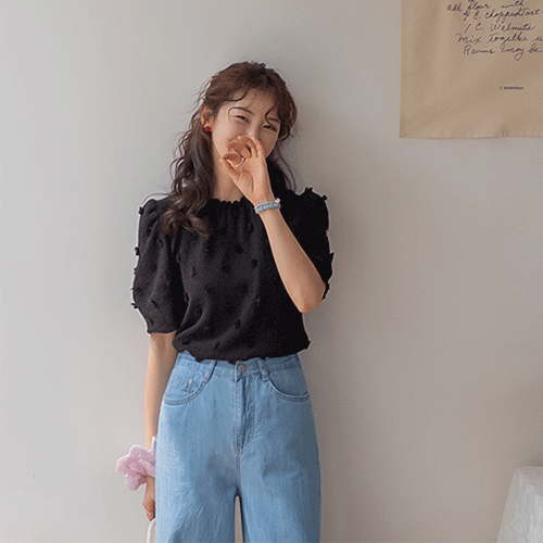 Poroco Flower Neckband Blouse Tee [size:F(55~66)]