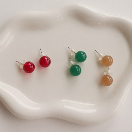 Edge Color Round Bead Earring