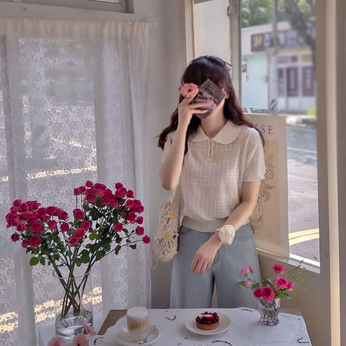 [LABEL] DJAKER lovely Pretty wave collar Cool Knit [size:F(55~66)]