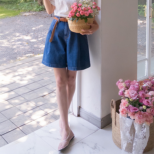 Aloning lively mood semi Aline pin tuck denim pants [size:S,M,L]