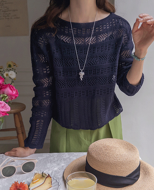 Ciel Boatneck Punching Skashi Summer Knit [size:F(55~66)]