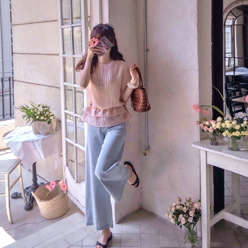 Meloise Waist Strap Adjustable Ansharing Summer Modal Blouse [size:F(55~66)]