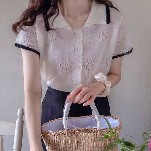 Schneescara Summer Punching Heart Button Cool Cardigan [size:F(55~66)]