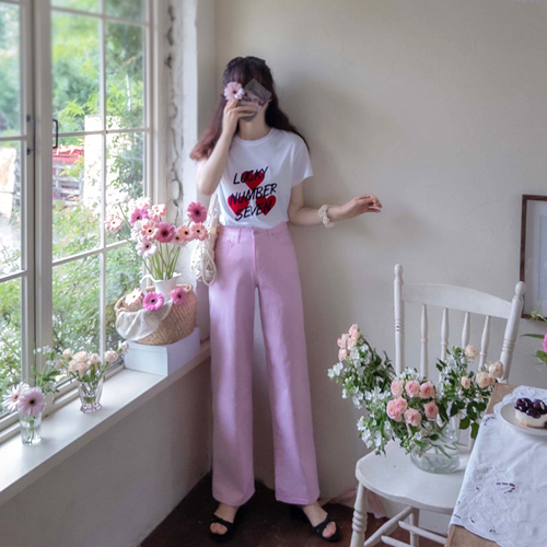 [Best Special Price 4,000 Won Discount] <FONT color=#5a3954>MADE PREMIUM</font> [Pink Color] Pure Cotton Daily Straight Fit Banding Pants [size: S, M, L]