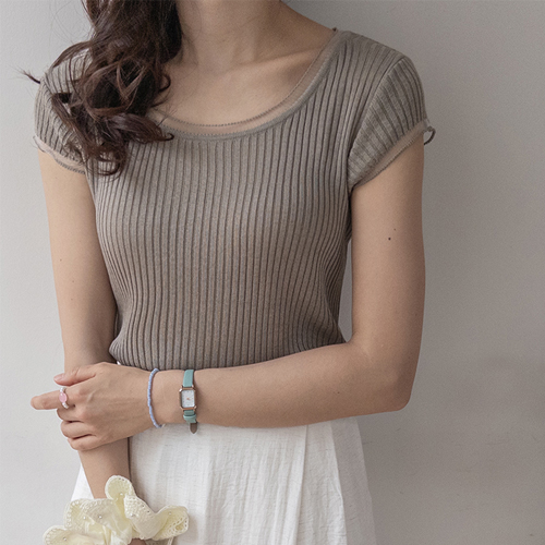 Keirin mesh lace key point cap sleeve Linen summer knit [size:F(55~66)]