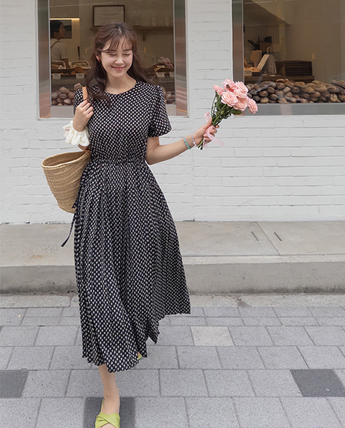 [LABEL] Le Blanc Wrinkle-free Light Chiffon Wrinkles Summer One Piece [size:F(55~66)]