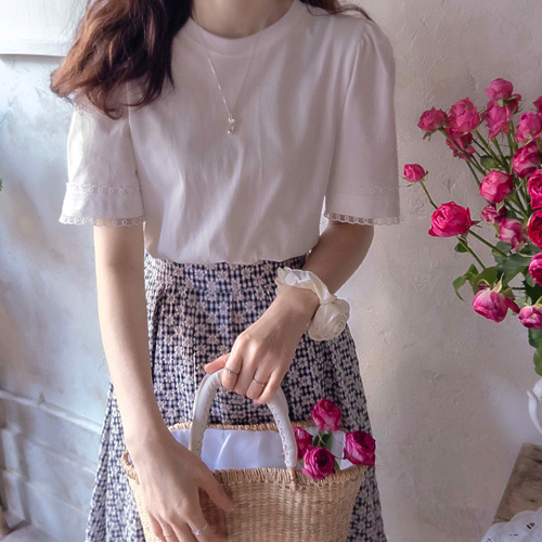 [New product special price 6,000 won discount] <FONT color=#5a3954>MADE LIN</font> KINT FRESH Puff Short T shirts [size: F (55~66)]