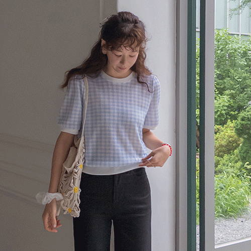 Ellie Gobang Check Summer Puff Tee [size:F(55~66)]