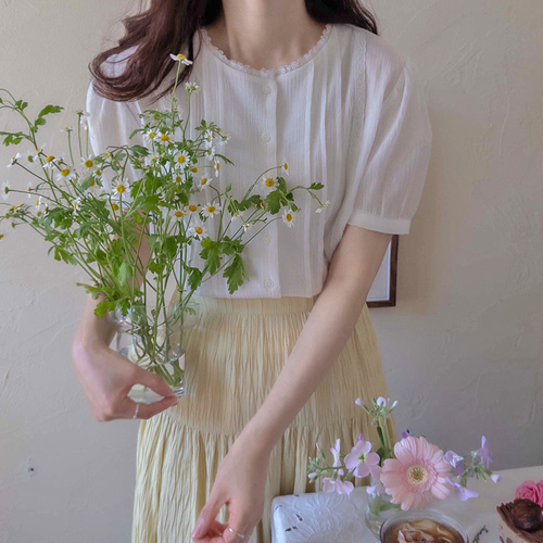 Merni Race Pintuck Puff Blouse