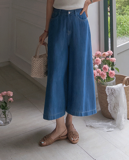 Draw Wide Fit Body Cover Tencel Summer Denim Pants [size: S, M, L]