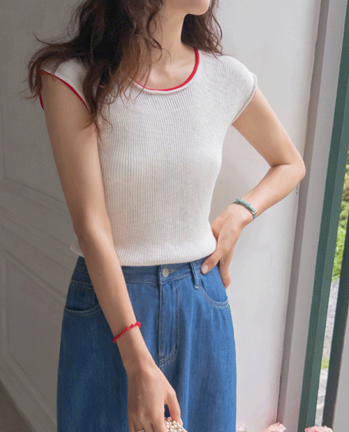 Rennes Color Point Cap Sleeve Corrugated Knit [size:F(55~66)]