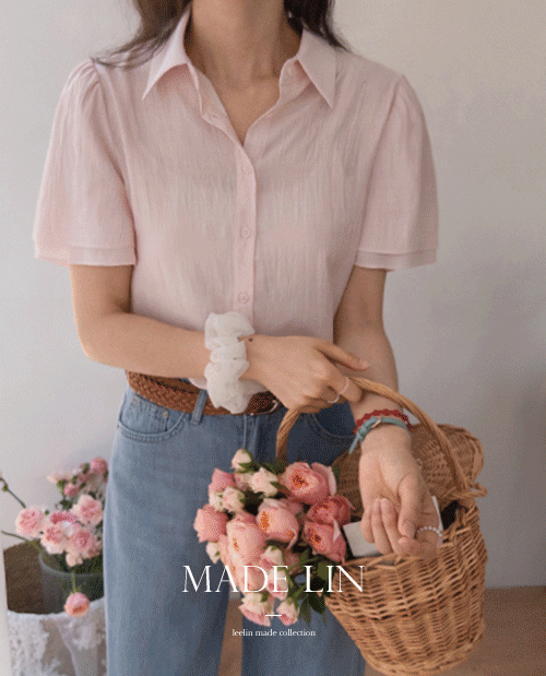 [New product special price 6,000 won discount] <FONT color=#5a3954>MADE LIN</font> Ozen light double sleeve Blouse [size: F (55~66)]