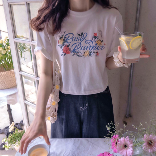 Ansummerrose Flower Tight and flexible good coordination Tee [size: F (55~66)]