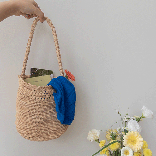 Sagrina Freel Cylindrical Rattan Bucket Bag