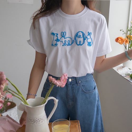IZNING FOSULFOSUL unique rabbit T-shirt [size:F(55~66)]
