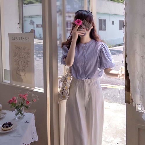Julien's Mini Punching Summer Pattern Puff Blouse [size:F(55~66)]