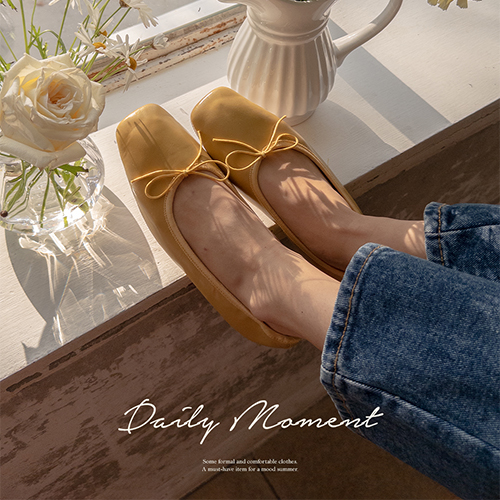 Metallic Sand Square Flat Shoes <FONT color=#d8a4a4>[Scratch Sale]</font>