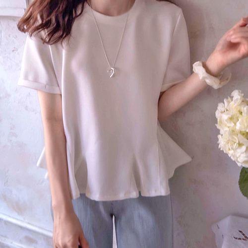 [LABEL] Jennica lovely wave-shaped elastic summer tee [size: F (55~66)]
