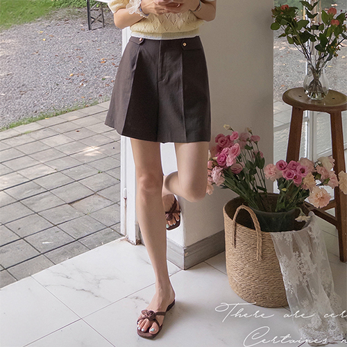 [New product special price 6,000 won discount] <FONT color=#5a3954>MADE LIN</font> Vibeli Gold Button Bijo Linen Pants [size: S, M, L]