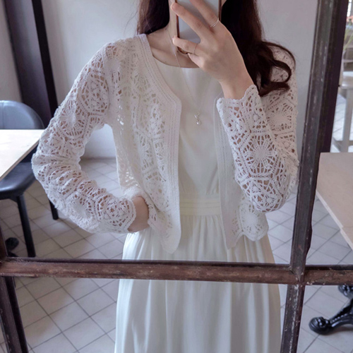 Hizen Flower Crochet Summer Bolero Cardigan [size:F(55~66)]