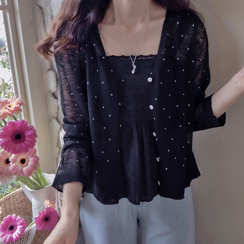 Clovins Summer Dot Summer Bib Cooling Slim Fit Cardigan [size:F(55~66)]