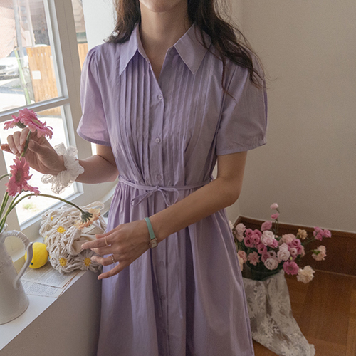 Lavena rustling front pin tuck Summer Long One Piece [size:F(55~66)]