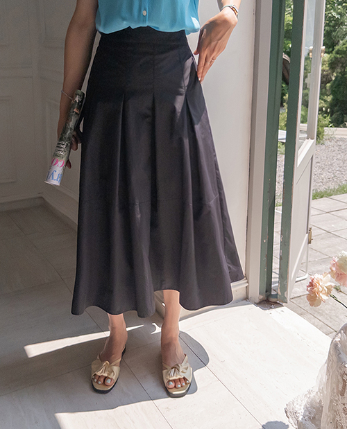 Sonia basrak COOL material pleated Summer Rong skirt [size:F(55~66)]