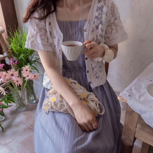 [LABEL] Summer Plandy 3D Flower Knit Lovely Cardigan [size:F(55~66)]