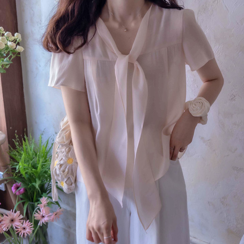 Serenade Ann Ribbon Lux Sky Fit Cool Blouse [size:F(55~66)]