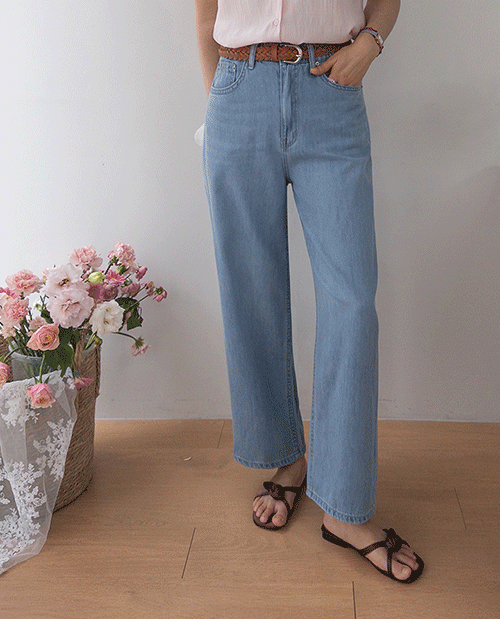 Mine Semi-Tong Exhaust Fit Hidden Banding Denim Pants [size: S, M, L]