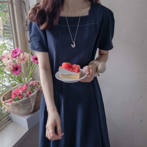 [LABEL] Royten Square Neck Cute Anne Ribbon Elegant Fit One Piece [size:F(55~66)]