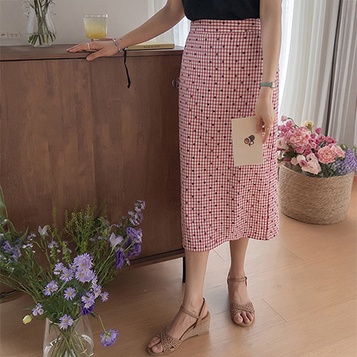 [New product 7,000 won discount] <FONT color=#5a3954>MADE LIN</font> Netty Check Dot Hline Skirt [size: S, M]