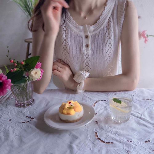 Claudine Love Wave Neck Summerskasi Vest Knit [size: F (55~66)]