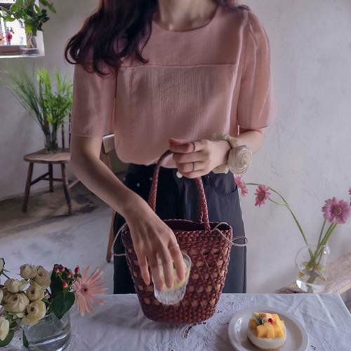 Plancia Silvery Summer Blouse with Waistband [size: F(55~66)]