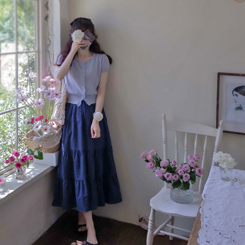 Clovia Summer Check & Ribbon Edge Band Skirt [size:F(55~66)]