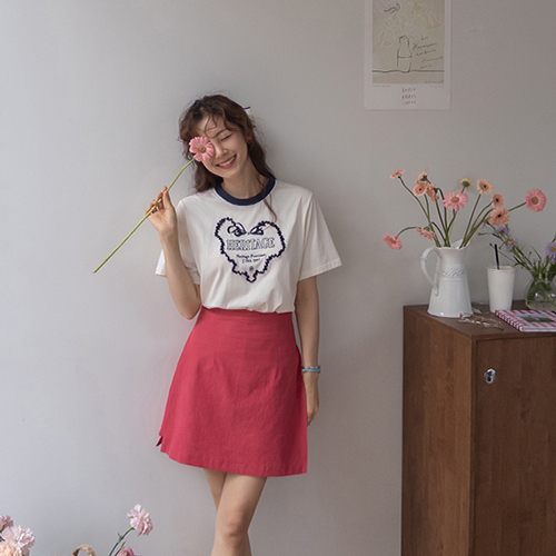 [LABEL] Serinte lovely heart embroidery T-shirt [size:F(55~66)]