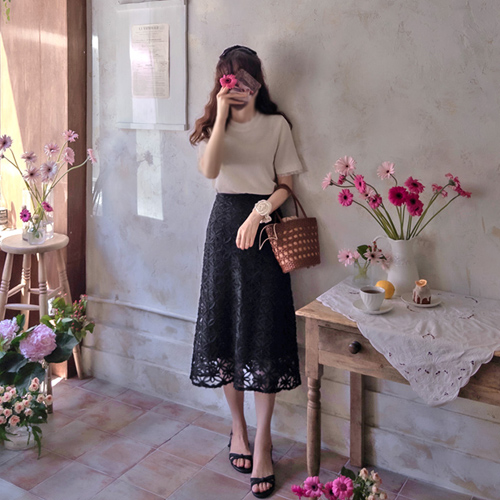 Cowbin 3D Flower Summer Skirt without Wrinkles [size:S,M]