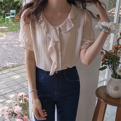 Roslyn flutter feminine mood frill blouse [size: F(55~66)]