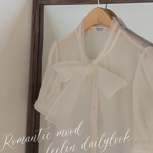 [Limited Quantity Special Price][New Arrival Special Price: 10,000 Won Discount] <FONT color=#5a3954>MADE LIN</font> Plea Organza Big Ribbon Blouse [size: F (55-66)]