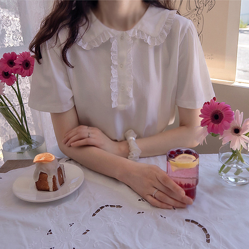 Cronch Summer Sharing Mini Lace Flower Kara Elegant Tee [size: F(55~66)]