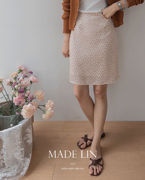 [New Arrival Special Price 6,000 Won Discount] <FONT color=#5a3954>MADE LIN</font> Shadeli Small Flower Chiffon Midi Skirt [size: S, M]