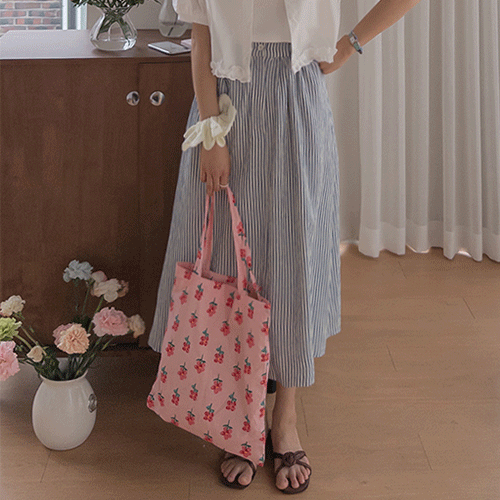 [LABEL] Cool Button Striped Back Banding Skirt [size: F(55~66)]
