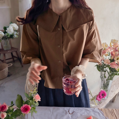 Magnus lovely back button soft and rustling Pretty Blouse [size: F (55~66)]