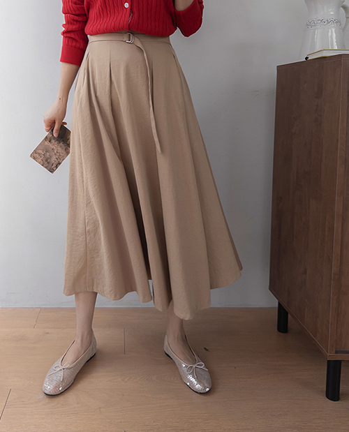 [Slim with a cut line!] Diana A-line fit, wrinkle-free waist belt, flare skirt [size: F (55-66)]